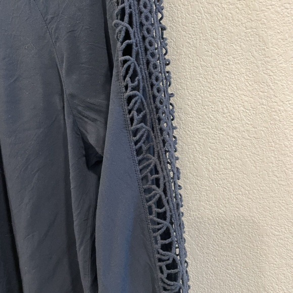 Ann Taylor LOFT Blouse Womens Small Arm Cutout Blue Long Sleeve - Picture 5 of 11